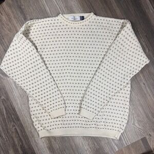 Bill Blass Grandpacore Y2K 90s Vintage Cream Knit Crewneck Sweater USA Mens L